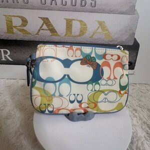 COACH Opt Art Butterfly Nylon Wristlet NWT